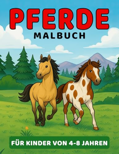 Pferde Malbuch für Kinder von 4-8 Jahren: Wunderbare Welt der Ponys & Pferde zum Ausmalen für Mädchen und Jungen