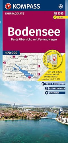 KOMPASS Fahrradkarte 3333 Bodensee 1:70.000: reiß- und wetterfest