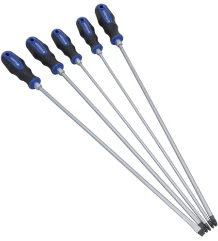 5pc extra long tournevis à fente Phillips Pozidriv tête plate 450mm