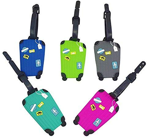Gepäckanhänger Mit Muster PVC Weiche Bunte Und Niedliche Kofferanhänger Adressanhänger geeignet Für Frauen Und Mädchen (5 Pcs)