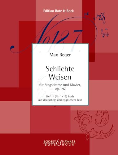 Schlichte Weisen: Heft 1 (Nr. 1-15). op. 76. hohe Singstimme und Klavier. hoch.