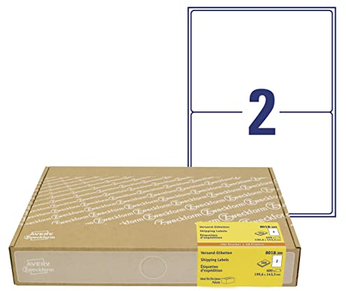 AVERY Zweckform 8018 Versandetiketten Art. 8018 (199,6 x 143,5 mm (A5) Adressetiketten selbstklebend für DHL und Hermes, Versandaufkleber, 3655, 300 Blatt, für alle Drucker)