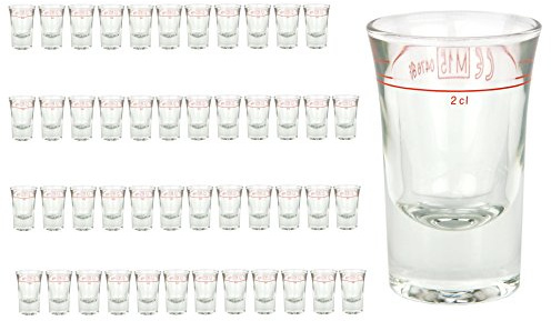48er Set Schnapsglas DUBLINO mit Eichstrich, 2 cl, geeicht, Spirituosenglas mit Füllstrich, Stamper, Shot Glas, hochglänzendes Markenglas, glasklar