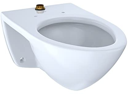 TOTO CT708UG#01 White-CT708UG Elongated 1.0 GPF Wall-Mounted Flushometer Toilet Bowl with Top Spud and CeFiONtect, Cotton White