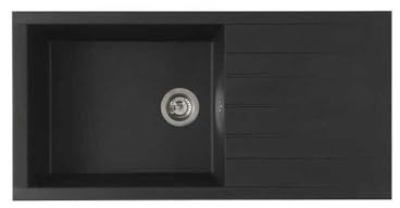 Fregadero STRADOUR construido en CUBE, en SMC BLACK STRAW - 06, 1 bandeja, dim.100 * 50 cm, vaciado manual
