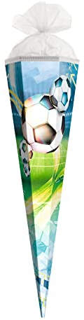 ROTH Geschenk-Schultüte klein Fußball 50 cm - 6-eckig Tüllverschluss - Zuckertüte Schulanfang