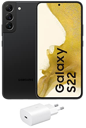 Samsung Galaxy S22 5G + Charger - Free Mobile Phone, 128GB, Android Smartphone, Phantom Black (Spanish Version)