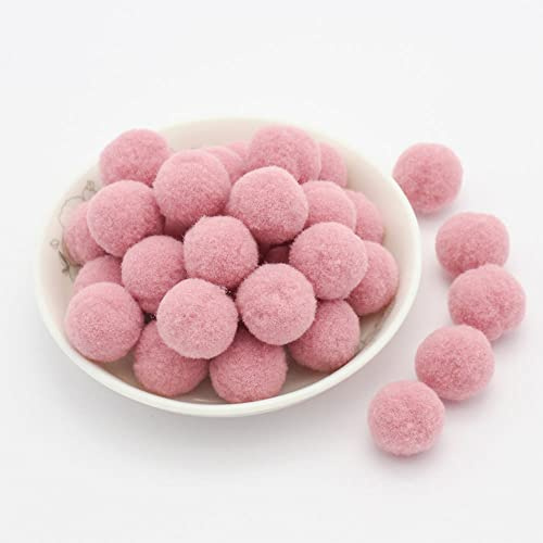 15 mm, circa 144 pezzi, mini pompon colorati per fai da te, palline di feltro colorate, piccoli pompon, soffici palline di peluche per decorare, cucire, fai da te, artigianato creativo, rosa antico A