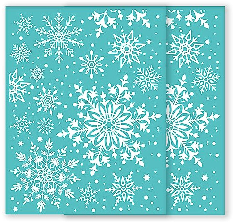 INFUNLY 2 Stück Weihnachten Selbstklebende Siebdruckschablonen 8.5x11 Zoll Mesh Transfer Schneeflocke Kreidepaste Farbschablonen Weihnachten Wiederverwendbare Schablonen Für DIY Malerei
