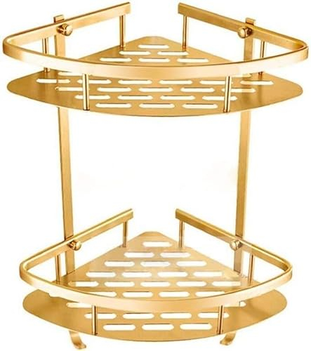 Shower Caddy,Shower Caddy Basket Shelf, Bathroom Shower Caddies Bathroom Gold Shelf Shower Caddy Space Aluminum Wall Mounted Corner Basket Shampoo Storage Etagere Salle De Bain Murale Repisa