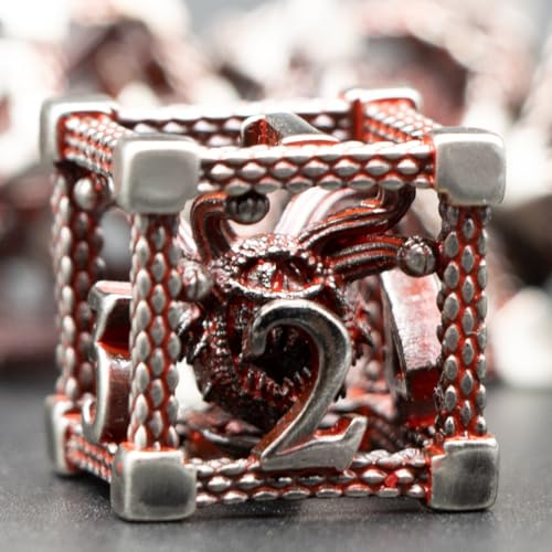 D&D Würfel,HNCCESG Beholder's Eye DND Metall Würfel Set,Hollow Dice Set Dungeons and Dragons Würfelset,for RPG Role Playing MTG Tabletop Board Games(Eye-Blood)