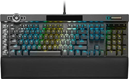 TsoLay Mechanical Gaming Keyboard,Wired RGB Keyboard With Removable Soft Hand Rest, OPX Optical Mechanical Shaft, Programmable ICUE Control Wheel, PBT Two-color Keycap, for Windows Gaming PC