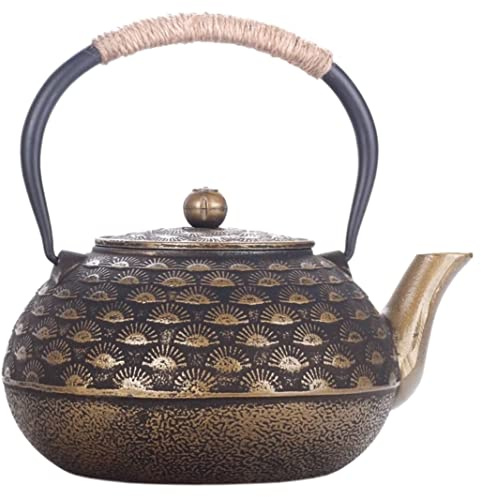 Tetera Marroqui Tetera Japonesa De Hierro Fundido De 1800ML, Tetera De Hierro Sin Recubrimiento Hecha A Mano Con Colador Tetera Turca (Color : A, Size : 1800ML)