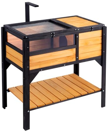 VEVOR Schildkrötenhaus, Terrarium aus Holz für drinnen/draußen, Schildkrötengehege mit Lichtständer, Reptilienkäfig mit Standbeinen für Schildkröte, Gecko, Eidechse, Schlange, 850 x 500 x 825 mm