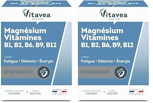 VITAVEA BIEN-ETRE - Magnésium - Vitamines B1. B2. B6. B9. B12 - Réduction de la Fatigue - Détente et Relaxation - 24 Comprimés Effervescents - Fabriqué en France (Lot de 2)