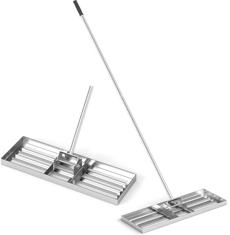 TANGZON 30/36/42” x 10” Lawn Leveling Rake, Heavy Duty Metal Lawn Leveler with 77” Ergonomic Long Handle, Lawn Level Tool Landscape Rake for Garden Courtyard Grass Golf Course (30” x 10”, Silver)