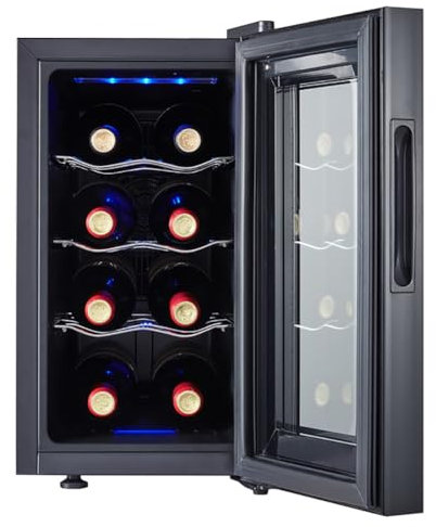 TT-YEC Frigorifero per Vino E Bevande da 20 di profondità, capacità 8 Bottiglie, Mini Frigorifero Indipendente per Camera da Letto con Piano di Lavoro A Temperatura Controllata