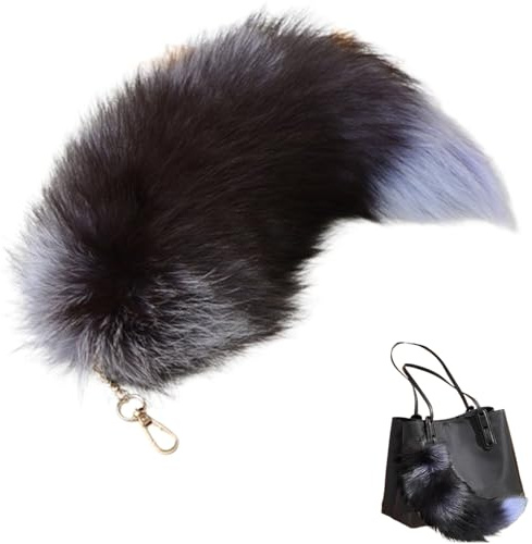 Belvanr Fuchsschwanz Anhänger 42cm, Fox Tail, Therian Tail, Fuchsschwanz Schlüsselanhänger, Auto Schlüsselketten Anhänger Weich Flaumig Dicht Dekoration