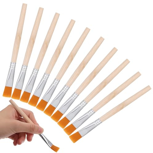 XLIUAX Juego de 10 pinceles planos anchos, pinceles de cerdas, pinceles planos para retoques, pequeños pinceles para artistas, para detalles, acrílicos, principiantes, artistas y amantes de la pintura