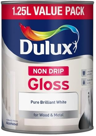 HOCHSTE® Pure Brilliant White Paint, Quick Drying Formula, Long-Lasting Performance, Durability & non-yellowing, Interior and Exterior Use, Stain-resistant, Multi-surface use, (Non Drip Gloss, 1.25L)