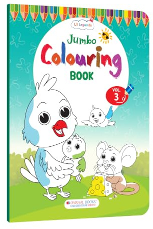 Oswaal Lil Legends Jumbo Colouring Book Vol 3 for Preschoolers Ages 3-5 | Refines Fine Motor Control & Focus | Thick Outlines for Stress-Free Coloring