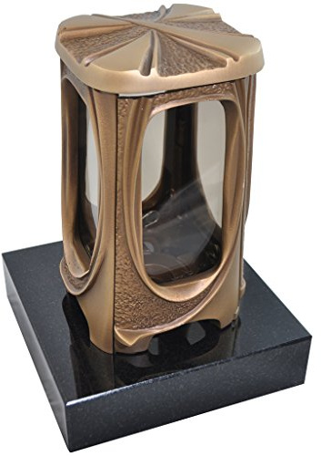 Kunst-Art-Köhl Grablaterne 622 aus massiver Bronze fertigmontiert auf einem Granitsockel (Black (SSY))