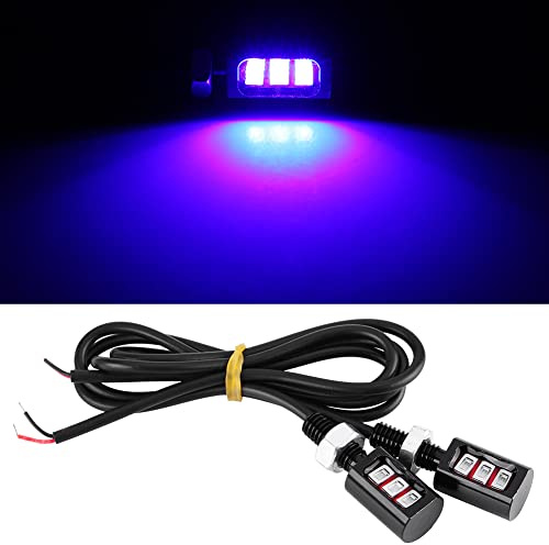 Qiilu Éclairage de la plaque d'immatriculation, 2x 12V 3LED Universel Lumière de Plaque d'immatriculation Licence (Lumière bleu)