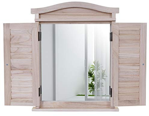 Mendler Wandspiegel mit Fensterläden 53x42x5cm - naturbraun