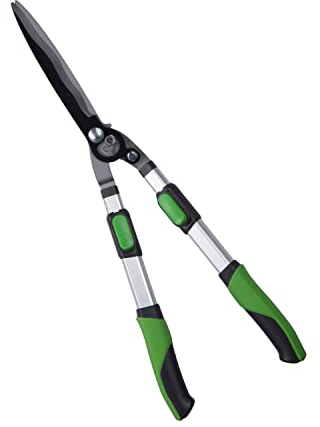 GEOLIA Teleskop Heckenschere 66-90cm Buchsbaumschere Wellenschliff Gartenschere Alu verstellbare Strauchschere Astschere