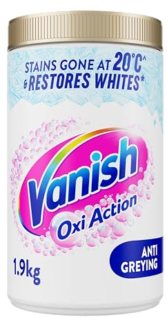 Vanish Gold Oxi Action Stain Remover & Whitening Booster Powder For Whites 1.9 kg | Removes Tough Stains Even at 20°C | Restores Whiteness of Greyed Fabrics (Packaging May Vary)