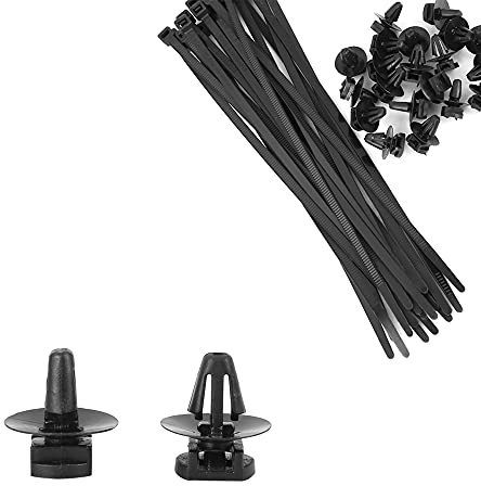 X AUTOHAUX 20Stk Auto Halteclip 18mm Clip Mit Kabelbinder Schwarz Für Audi | Schwarz, Kunststoff, Fit Lochgröße 8.5mm, Vorbaulänge 11mm, Kopfdurchmesser Max. 16.5mm, Für M6 Öse, Für VW, Für Skoda