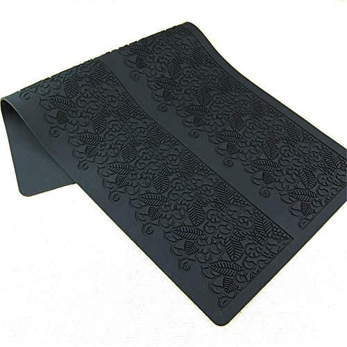 Spitze Fondant Matte Form Blumenmuster Silikonmatte Fondant Kuchen Spitze Geprägt (Schwarz)