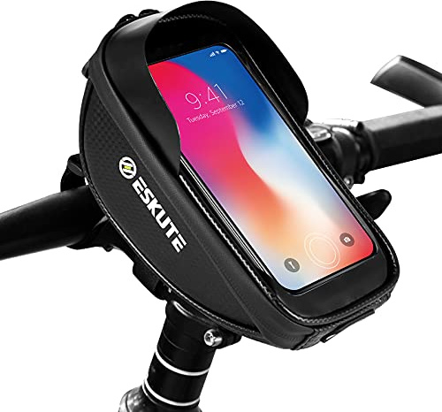 ESKUTE Fahrrad Rahmentasche Wasserdicht Handytasche mit TPU-Touchscreen und Kopfhörerloch Lenkertasche für Smartphone bis 6,5 Zoll