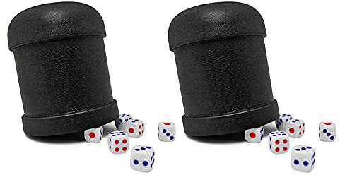 Würfelbecher, Würfelbecher, Casino-Gastgeschenke, Spiel, gerade, schwarz, Kunststoff, inkl. 2 Tassen und 12 Würfel