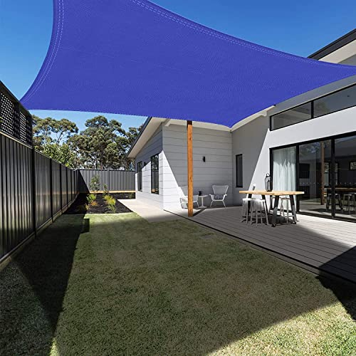 Ankuka Sun Shade Sail 4m x 5m Navy Blue Rectangular Waterproof Garden Sun Sail Outdoor Patio Party Sunscreen Awning Canopy 98% UV Block With Rope