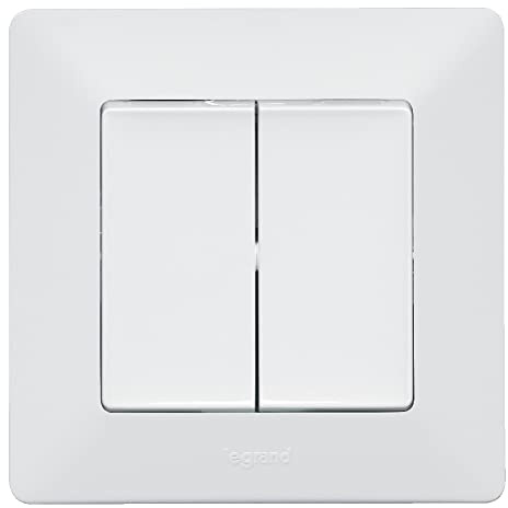 Legrand, Valena Life 752108 - Interruptor doble (10 AX, 250 V, con placa de cubierta y marco de soporte), color blanco