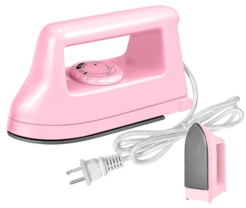 Mini Crafts Iron Handy Heat Press Machine Kit Portable for Heat Transfer, Charging Base Accessories for DIY T-Shirt Shoe Bag Vinyl Projects (Pink)