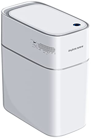 MOPUP Poubelle de salle de bain sans contact, étanche avec détecteur de mouvement, chambre à coucher, 10 litres en plastique fin et étanche pour bureau, salon, cuisine, blanc