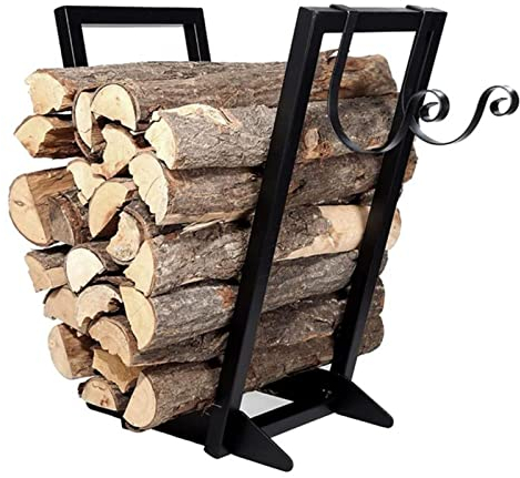 kaminholzregal Aussen Innen Holzscheitregal Holzlagerhalter mit Haken, Metall Innen Außen Kaminholzständer Klein, für Bauernhaus Deck Camper Feuerstellen, Leicht zu Montieren