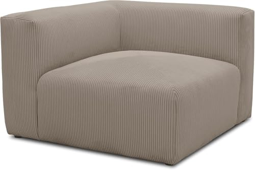 DOMO. collection Ecksessel Malia, Polsterecke, Braun | Cord Polsterecke als Modul-Sofa kombinierbar, Kreuznaht, quadratisch, 108 x 108 x 69 cm (BxTxH) – gemütlich & flexibel