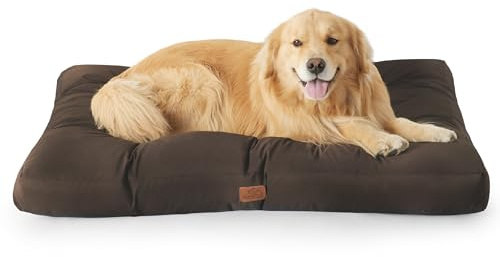 BEDSURE waschbares Hundebett Oxford für Große Hunde, 111x89cm braun | Pflegeleicht Bequeme Haustiermatte, Flaches Hundekissen Matte, Ohne Reißverschluss, Für Große Haustiere
