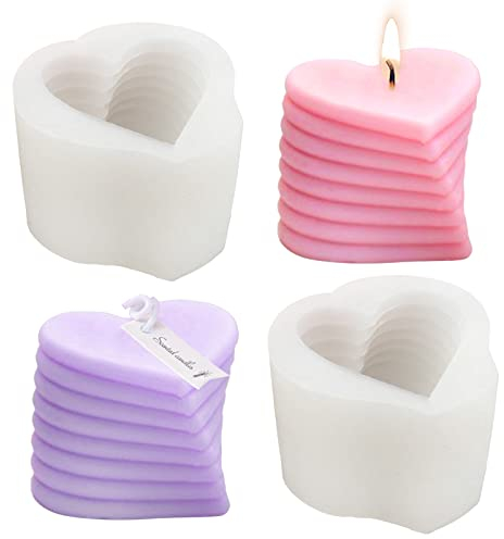 2 Stück Kerzenform Herz Silikonform Gießform Herz Kerzen Seifenform Silikon Herzform Spirale Liebe Kerzen Gießform Gipsform Kerzenform Silikon Epoxidharz Form Herz für Kerzenherstellung Seife Handwerk