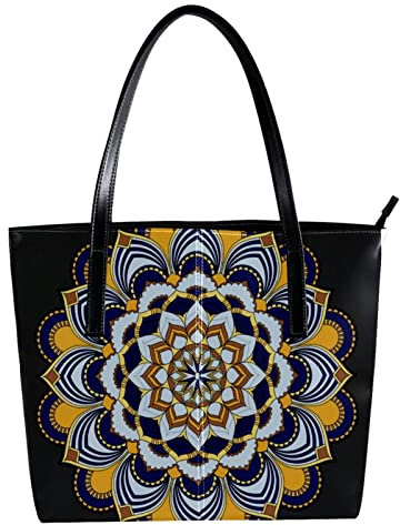 Boho-Stil, Vintage-Stil, buntes Mandala, mit Blumenmuster, leichte Schultasche, Lehrertasche, Handtasche, Geldbörse, Mehrfarbig