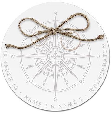 Acrylglas Ringkissen personalisiert zur Hochzeit Standesamt mit Lasergravur mit individuellen Namen und Datum klein und modern - Kompass