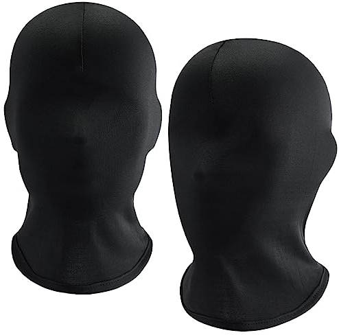 2 Pack Black Zentai Hood Mask - Full Face Cover Spandex Morph Mask for Halloween Party Costume - Unisex Adult