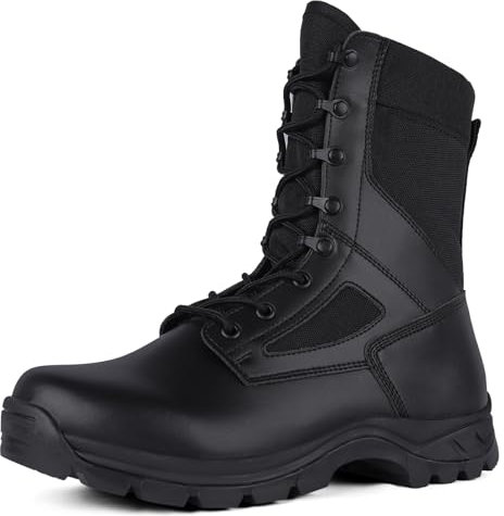 LUDEY Chaussures Militaires et Boots pour Homme Rangers Militaire Homme Bottes Tactiques Respirantes Chaussures de Sécurité Durables Chaussures de Combat Noir 43EU