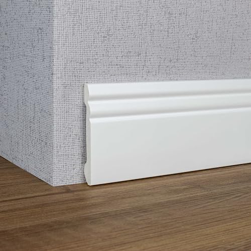 PROVISTON Plinthe Berlin Profil 16 x 100 x 2000 mm Plinthe élégante en plastique blanc de qualité supérieure étanche robuste et durable