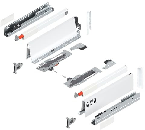 siwitec Blum TANDEMBOX antaro Frontauszug Reling D Vollauszug Seidenweiß | M-Zarge | Schubladenschiene 270 mm Nennlänge | Belastbarkeit bis 30 kg | TIP-ON | BLUMOTION Soft-Close | zum Anschrauben