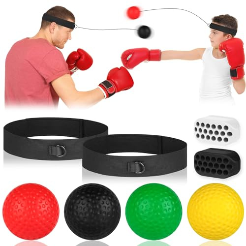 Flintronic Boxen Reflexball, Boxen Training Ball, Boxbälle mit Kopfband, Reaktionsball Boxing Equipment, Perfekt für Reaktion, Agilität, Schlaggeschwindigkeit,Kampffähigkeit und Auge-Hand-Koordination