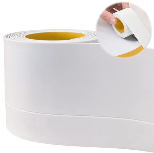 IVEOPPE Weichsockelleiste Sockelleiste Selbstklebend Sockelleisten - 50 x 20mm 10m Weichsockelleiste Selbstklebend, Flexible Knickleiste, aus PVC, für Küche und Badezimmer (Weiß)